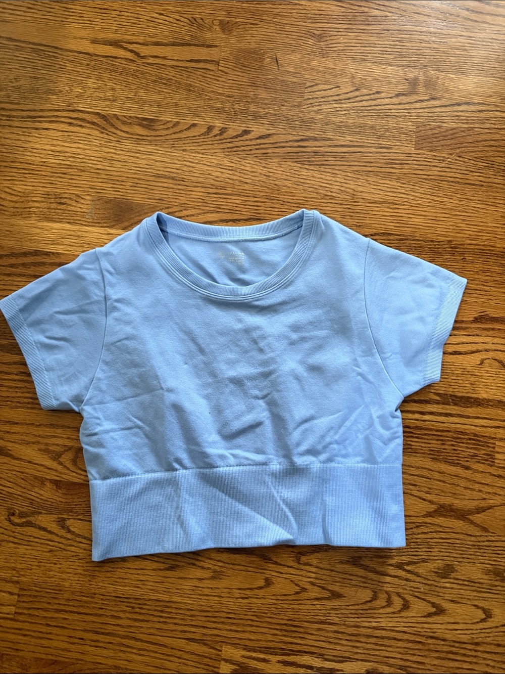 Light Blue Crop microfiber Short Sleeve Top by Offline Aerie size medium - Picture 1 of 3
